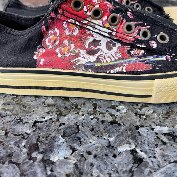 Ed Hardy Black Canvas Sneakers Vintage Y2K Low Rise Laceless Street Size 6 - Picture 7 of 14